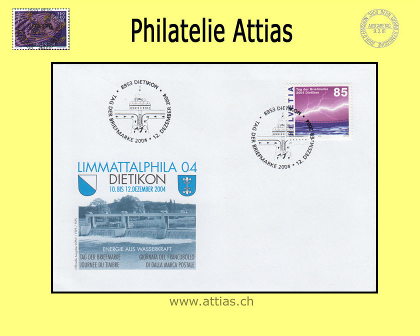 CH 2004 Stamp Day Dietikon ZH, cover cancelled 2. Dezember 2004 8953 Dietikon