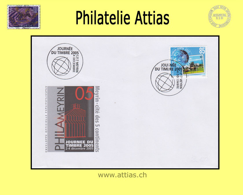 CH 2005 Stamp Day Meyrin GE, cover cancelled 4 december 2005 1217 Meyrin