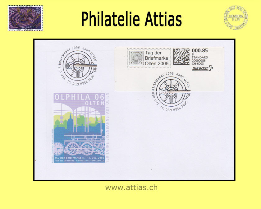 CH 2006 Stamp Day Olten SO, cover with webstamp cancelled 10. Dezember 2006 4600 Olten
