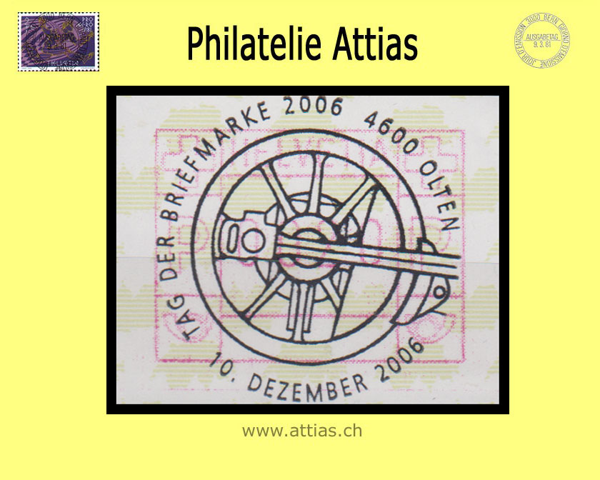 CH 2006 Stamp Day Olten SO, Special cancellation Tag der Briefmarke Olten 2006 on Frama stamp (ATM)