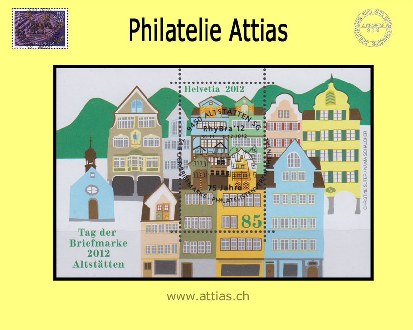 CH 2012 1448 (Bl.51) Block TdB Altstätten SG Vollstempel Tag der Briefmarke 30.11.-2.12.2012 9450 Altstätten