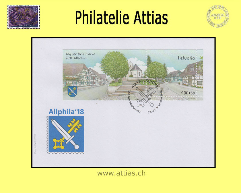 CH 2018 TdB Allschwil BL, Umschlag C6 mit Block gestempelt 23.-25.12.2018 4123 Allschwil