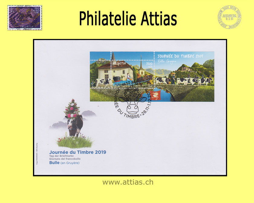 CH 2019 TdB Bulle FR, Umschlag C6 mit Block gestempelt 28.11.-1.12.2019 1630 Bulle
