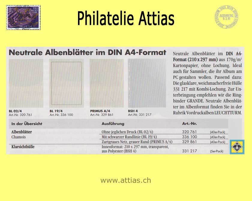 LT GRANDE.. BL02/4 - 40 Blankoblätter ohne Druck DIN A4